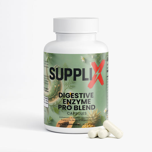 SUPPLI-X Digestive Enzyme Pro Blend | Multi-Enzyme + Probiotic Complex | 60 Capsules
