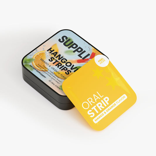 SUPPLI-X Hangover Strips | Ayurvedic Botanical Blend | Mango-Orange | 30 Strips