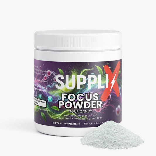 SUPPLI-X Focus Powder | Alpha-GPC, L-Theanine & Natural Caffeine | Sour Candy | 150g