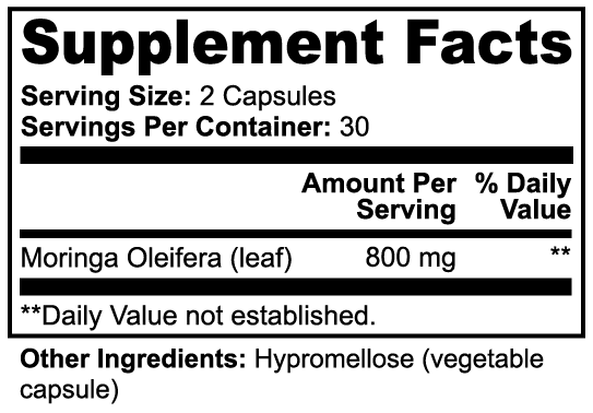 SUPPLI-X Moringa Pure | 100% Moringa Oleifera Leaf | Vegan | 60 Capsules