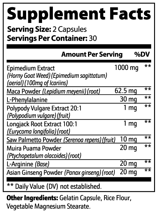 SUPPLI-X Horny Goat Weed Blend | Epimedium, Maca, Tongkat Ali & Ginseng | 60 Capsules