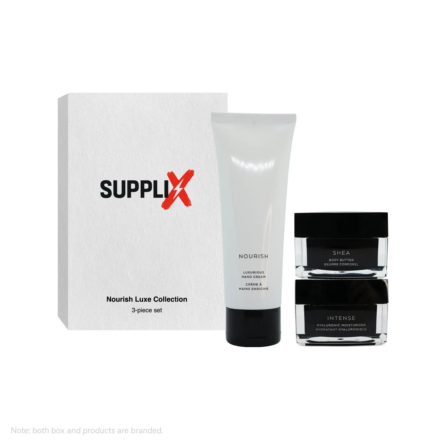 Premium vegan skincare collection image showing luxurious shea body butter, hyaluronic acid moisturizer, and nourishing hand