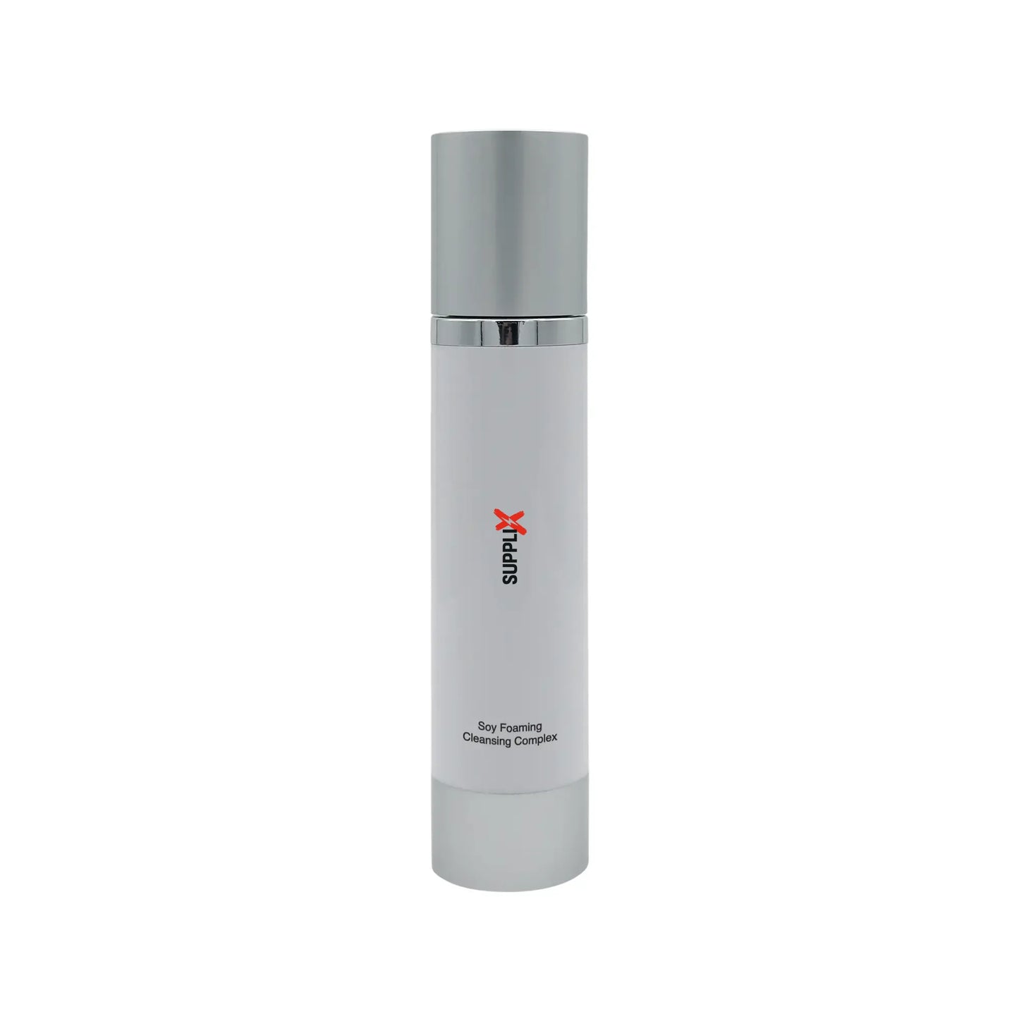 Luxurious foaming soy cleansing complex bottle from SUPPLI-X, featuring hydrolyzed soy protein for deep hydration, lavender o