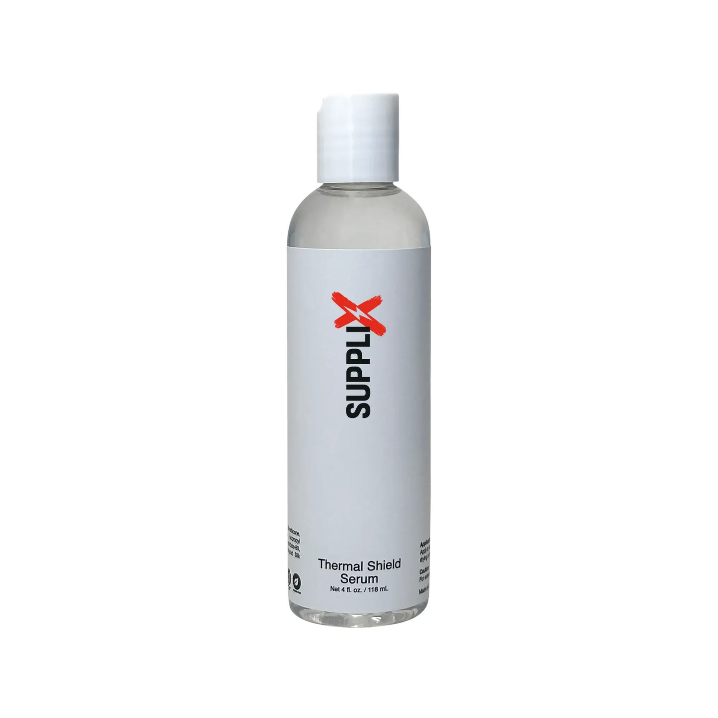 SUPPLI-X Thermal Shield Serum bottle with heat protection claim up to 450°F for hair styling