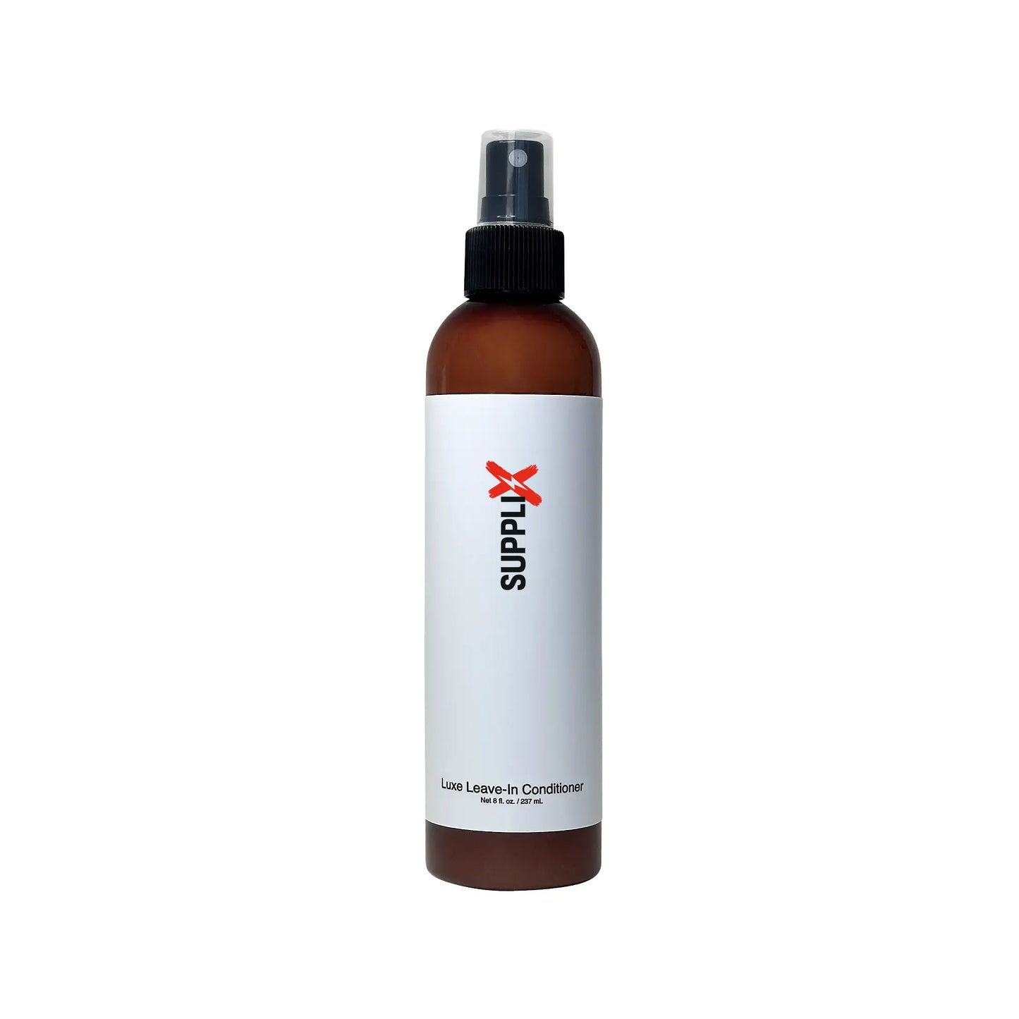 Premium SUPPLI-X Luxe Leave-In Conditioner bottle featuring hydrolyzed keratin and rose oil for deep nourishment, hydration,