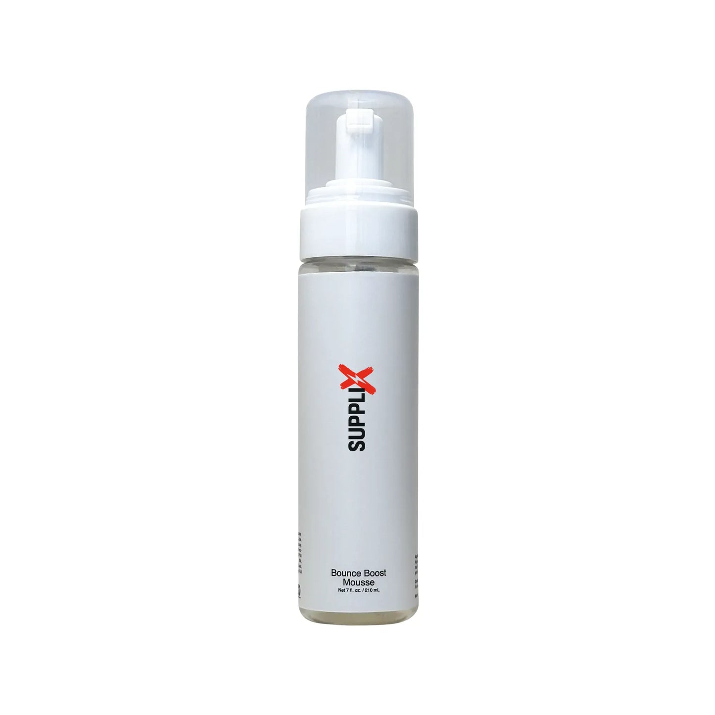 Vibrant bottle of lightweight Bounce Boost Mousse, infused with natural hydrolyzed flax seed and aloe for enhancing wavy curl