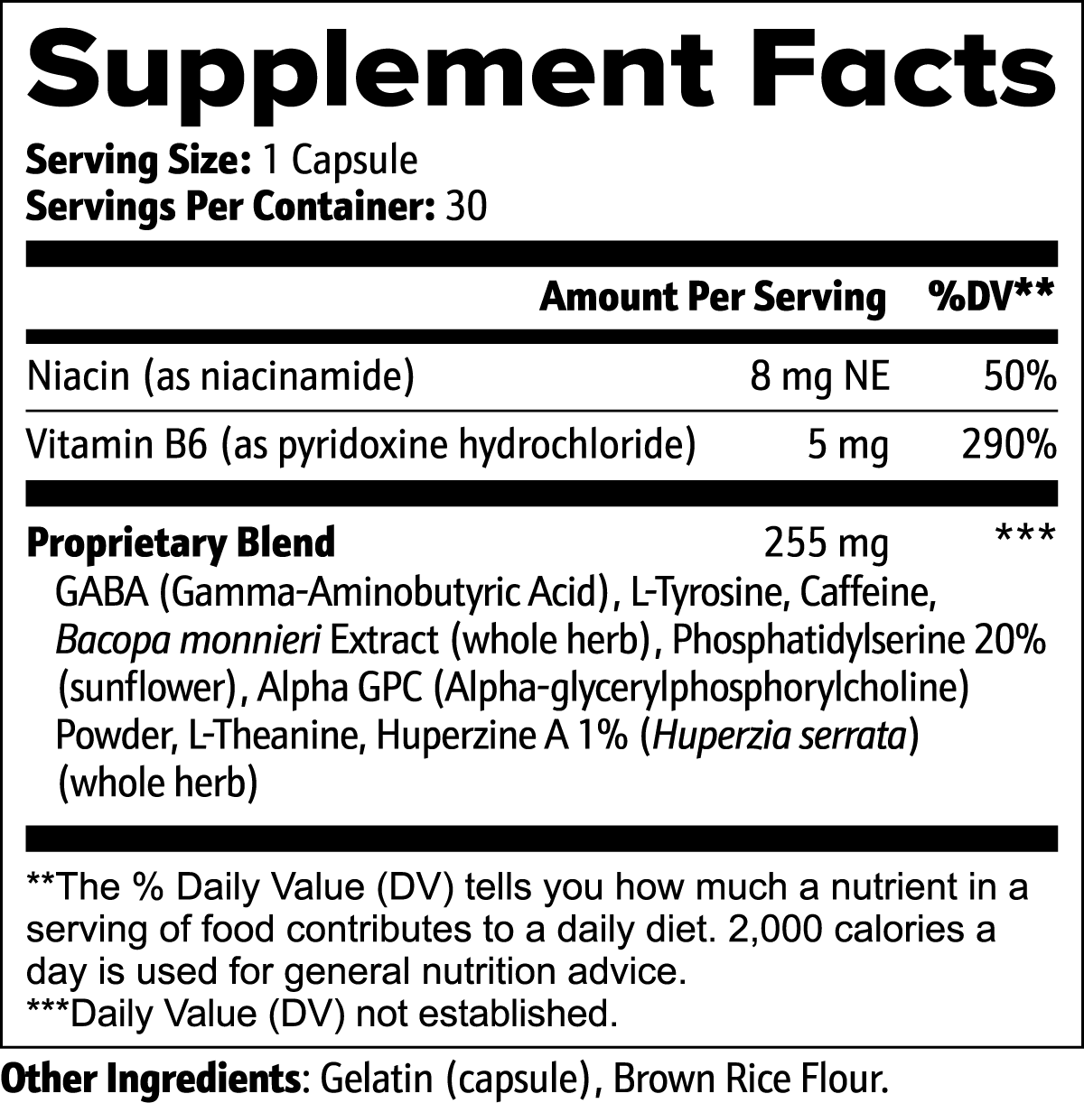 SUPPLI-X Cognitive Support | Bacopa, Alpha GPC & Huperzine A | 30 Capsules