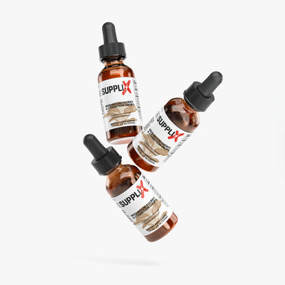 Suppli-X Mushroom Energy & Cognition Tropfen, Energiedrop mit Pilzextrakten, Flasche mit Etikett, natürliche Nahrungsergänzung