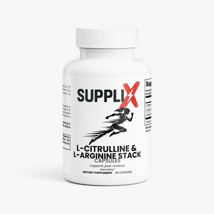 SUPPLI-X L-citrulline and L-arginine stack product image for workout pump and performance support