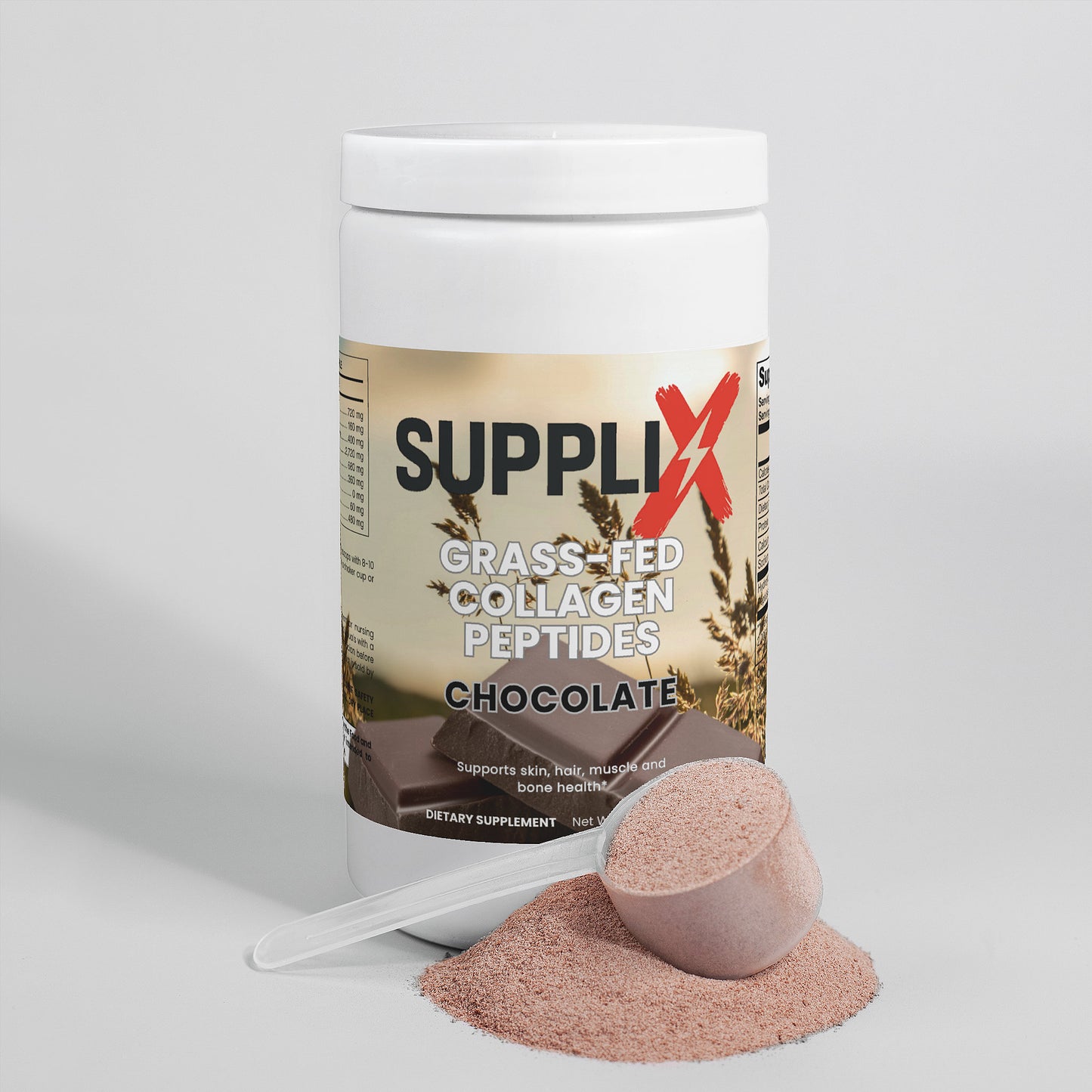 SUPPLI-X Grass-Fed Hydrolyzed Collagen Peptides | Chocolate | Types 1 & 3 | 378g