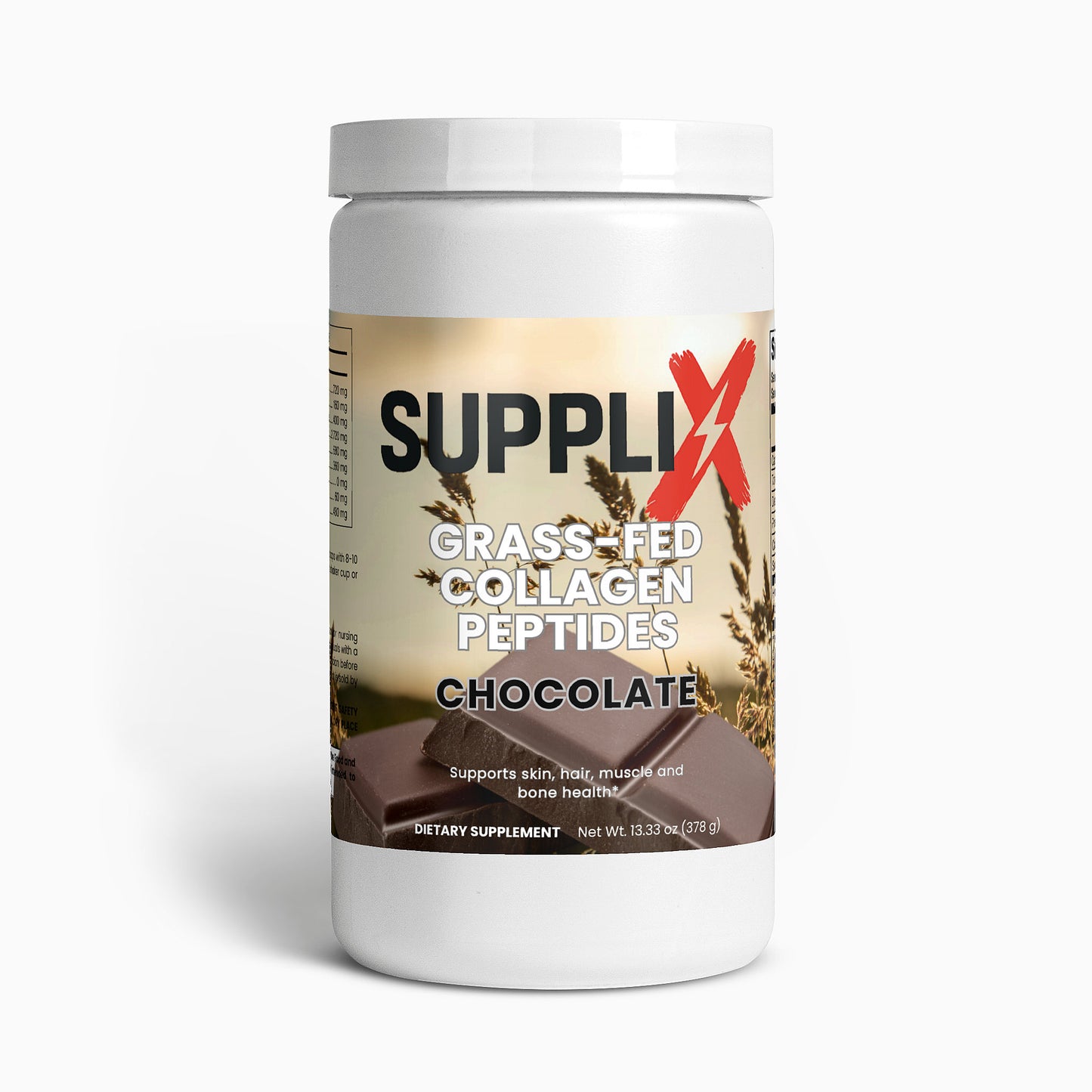 SUPPLI-X Grass-Fed Hydrolyzed Collagen Peptides | Chocolate | Types 1 & 3 | 378g