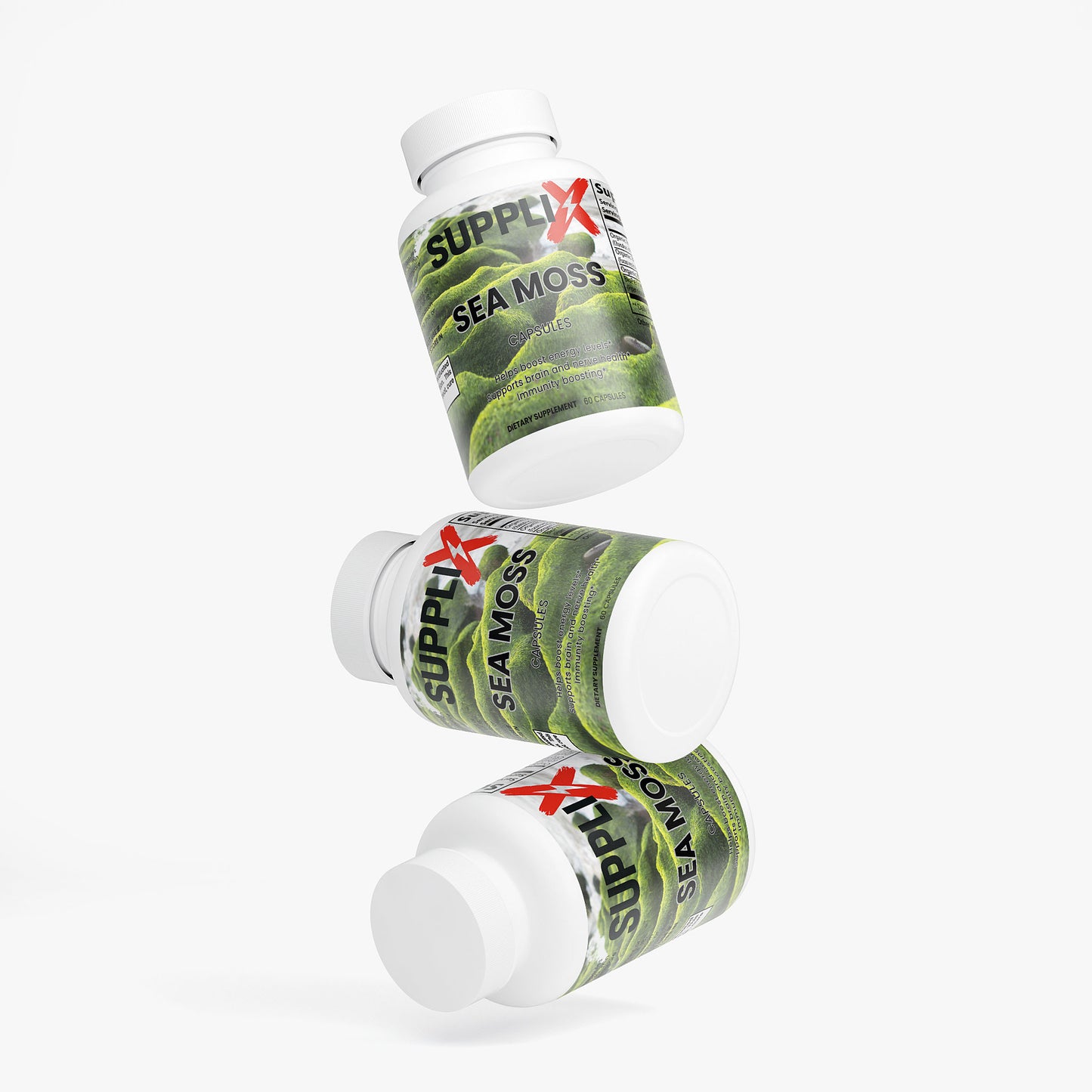 SUPPLI-X Sea Moss | Organic Irish Moss + Bladderwrack + Burdock Root + BioPerine | 60 Capsules