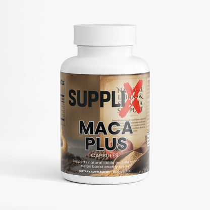 SUPPLI-X Maca Plus | Organic Tri-Color Maca Root 1500mg | Black Red Yellow | 60 Capsules