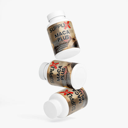 SUPPLI-X Maca Plus | Organic Tri-Color Maca Root 1500mg | Black Red Yellow | 60 Capsules