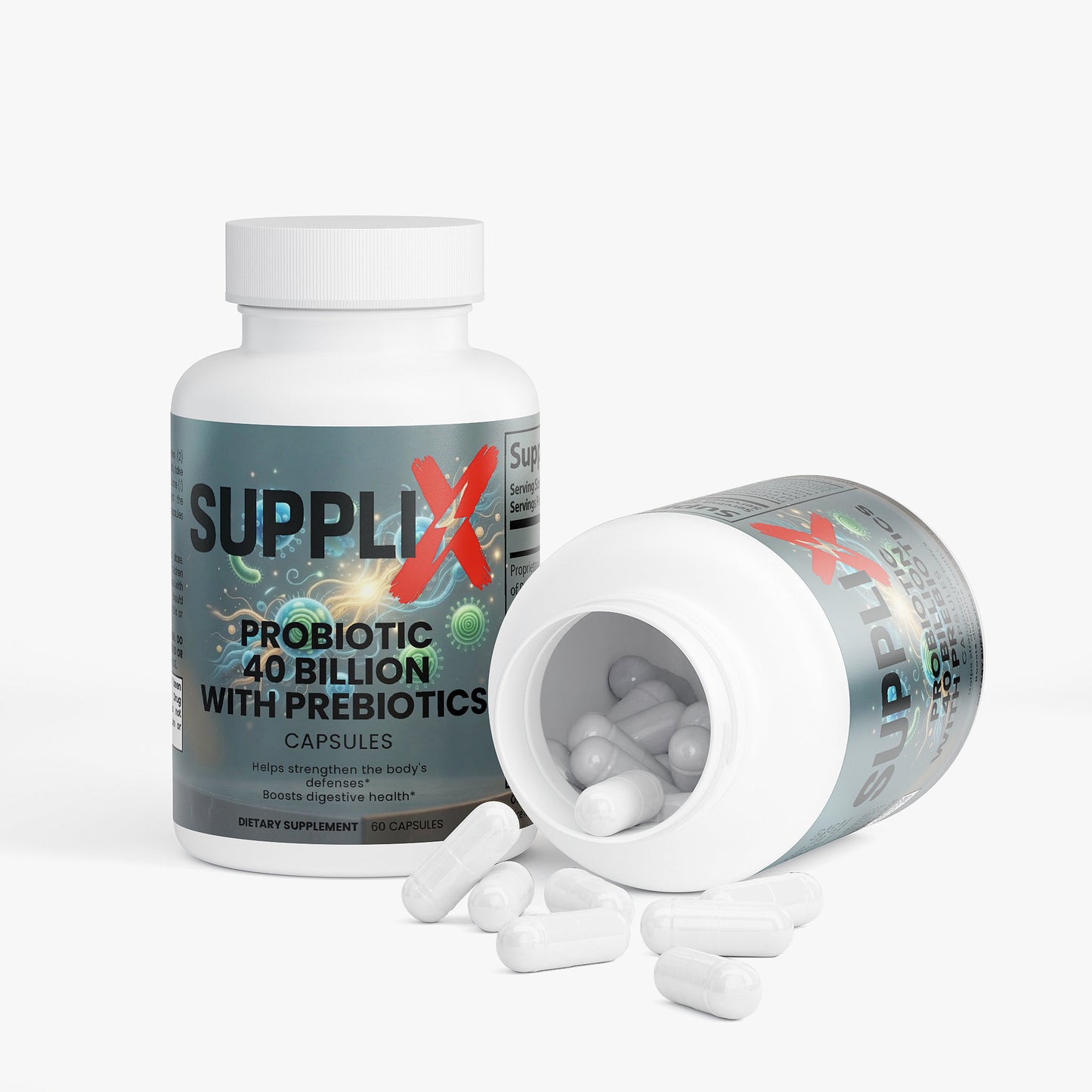 SUPPLI-X Probiotic 40 Billion CFU with Prebiotics | MAKTREK Bi-Pass | 60 Capsules