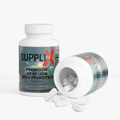 SUPPLI-X Probiotic 40 Billion CFU with Prebiotics | MAKTREK Bi-Pass | 60 Capsules