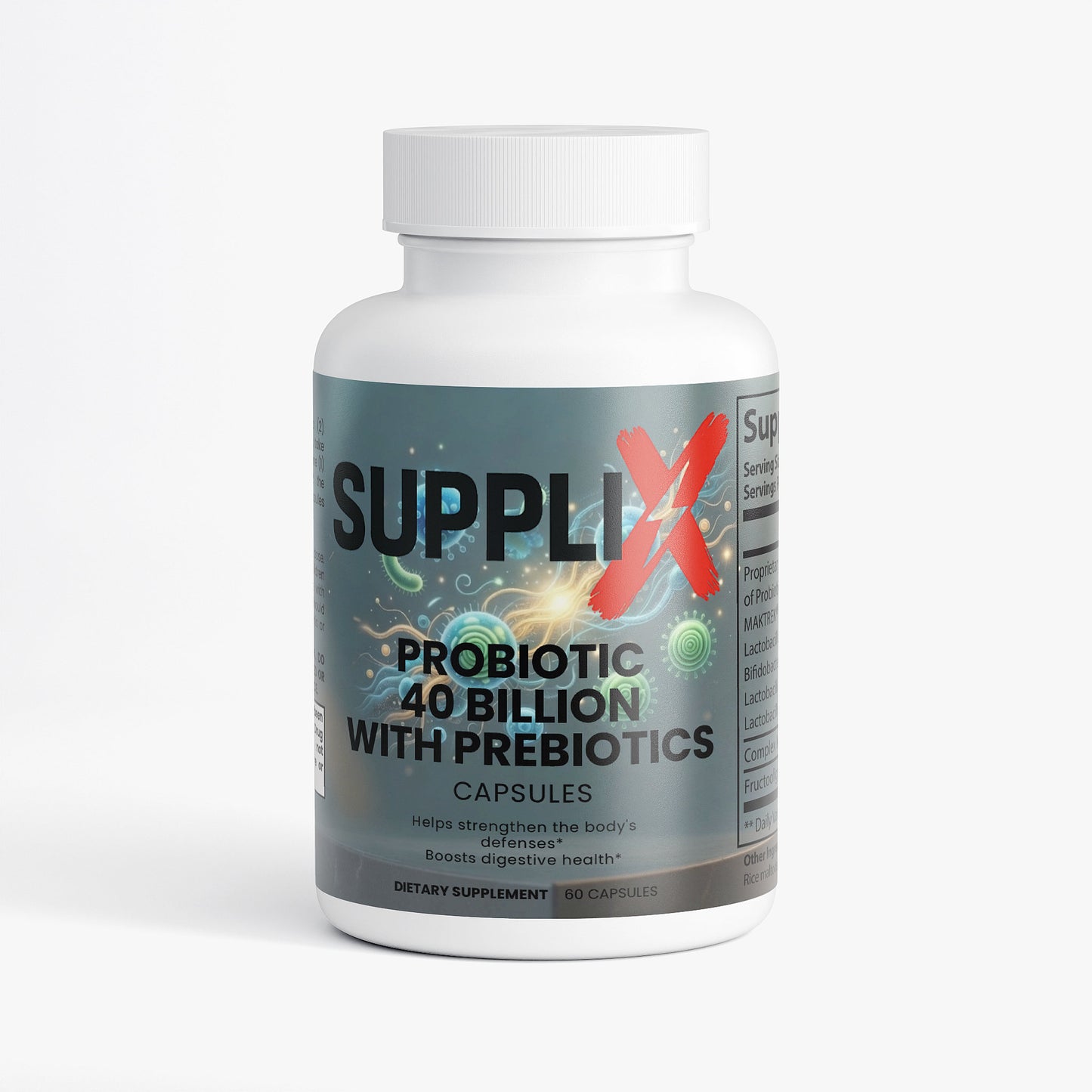 SUPPLI-X Probiotic 40 Billion CFU with Prebiotics | MAKTREK Bi-Pass | 60 Capsules