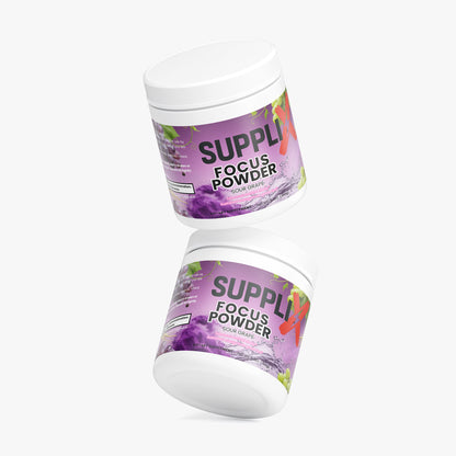 SUPPLI-X Focus Powder | Nootropic Blend Alpha-GPC + L-Theanine + Caffeine | Sour Grape | 150g