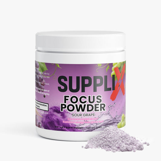 SUPPLI-X Focus Powder | Nootropic Blend Alpha-GPC + L-Theanine + Caffeine | Sour Grape | 150g