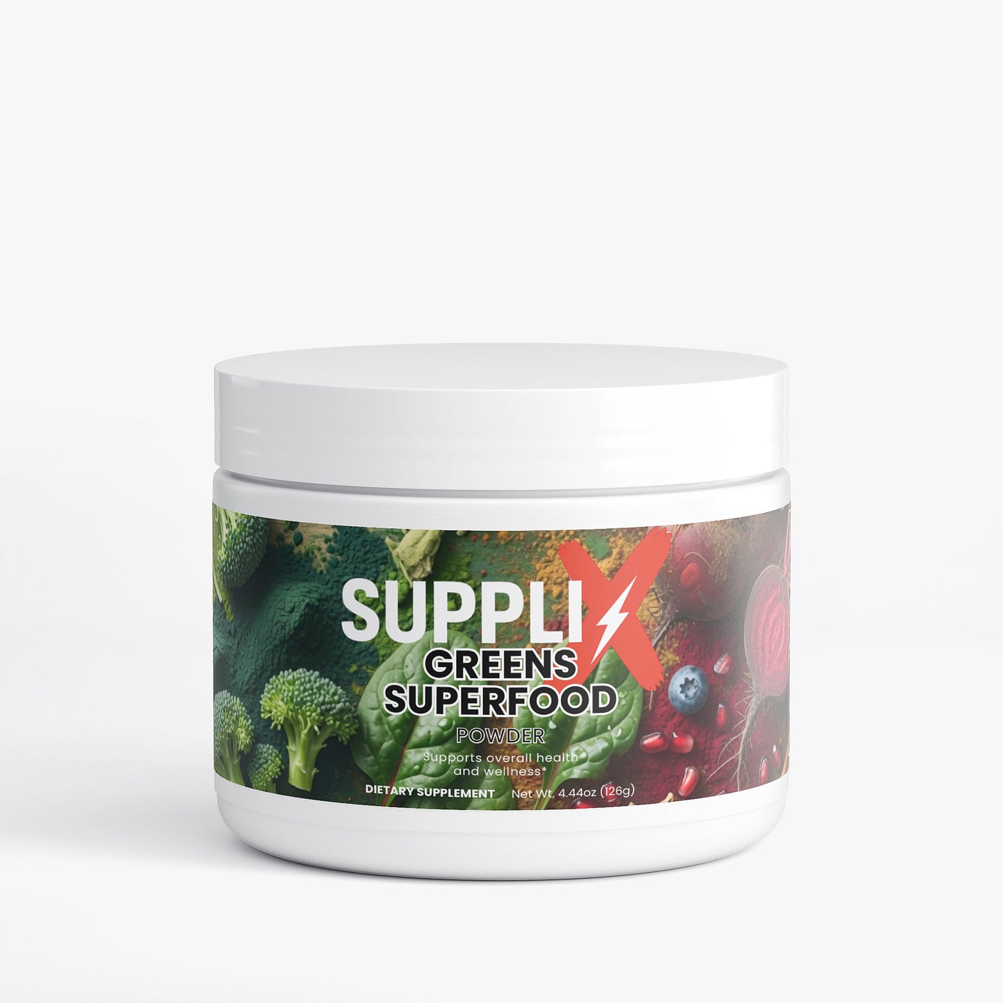 SUPPLI-X Greens Superfood Powder | Spirulina, Chlorella, Wheatgrass & More | 215g