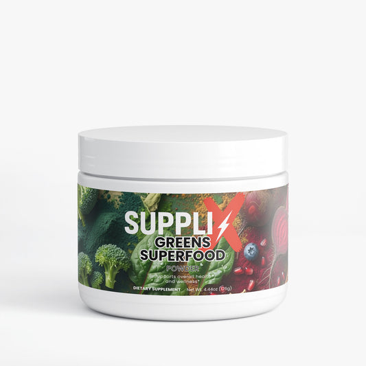 SUPPLI-X Greens Superfood Powder | Spirulina, Chlorella, Wheatgrass & More | 215g