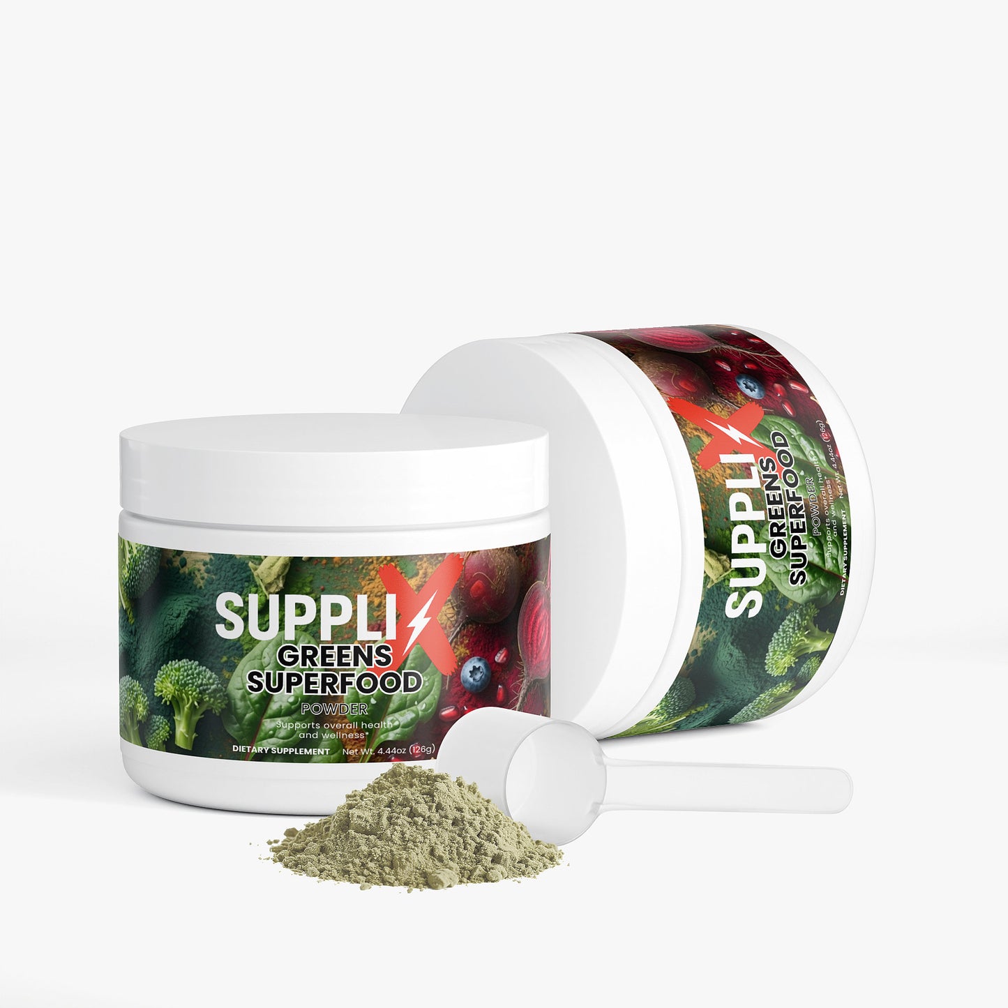 SUPPLI-X Greens Superfood Powder | Spirulina, Chlorella, Wheatgrass & More | 215g