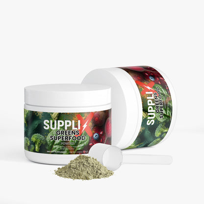 SUPPLI-X Greens Superfood Powder | Spirulina, Chlorella, Wheatgrass & More | 215g