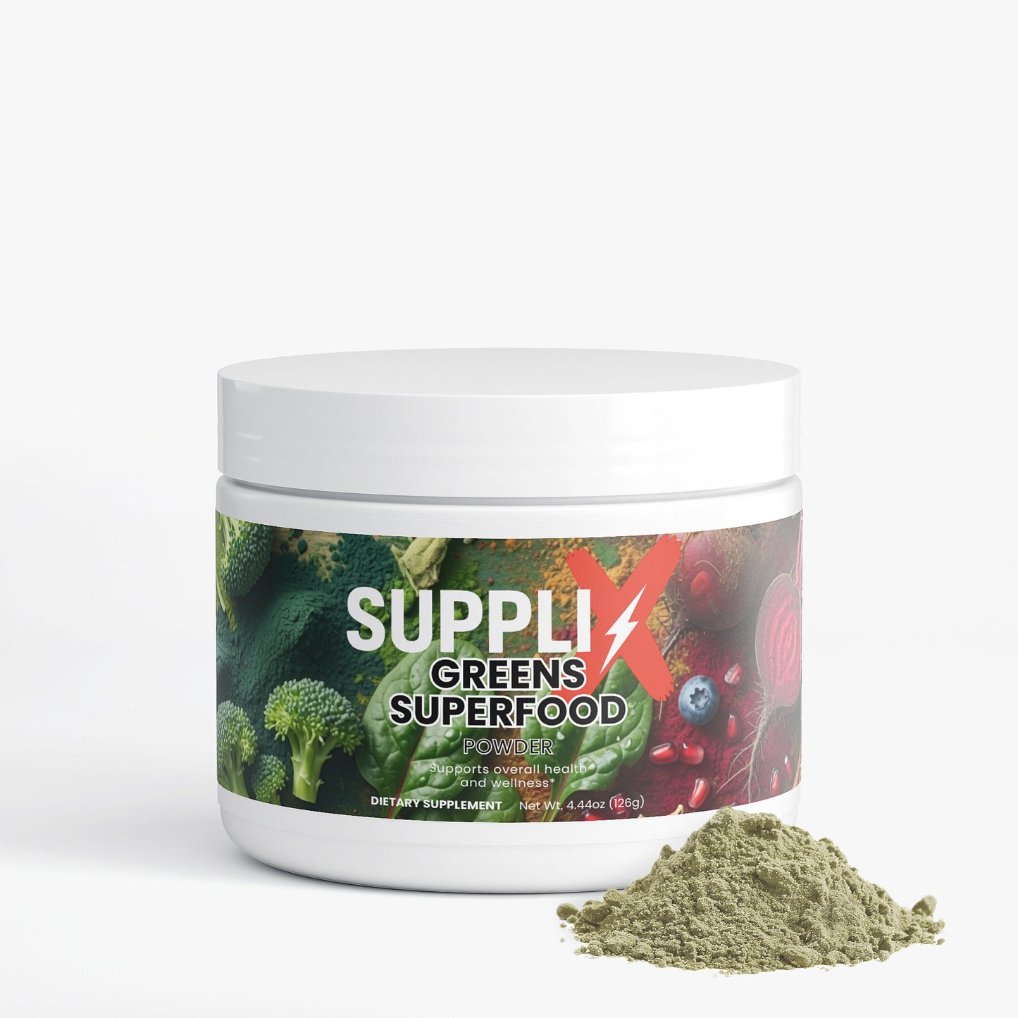 SUPPLI-X Greens Superfood Powder | Spirulina, Chlorella, Wheatgrass & More | 215g