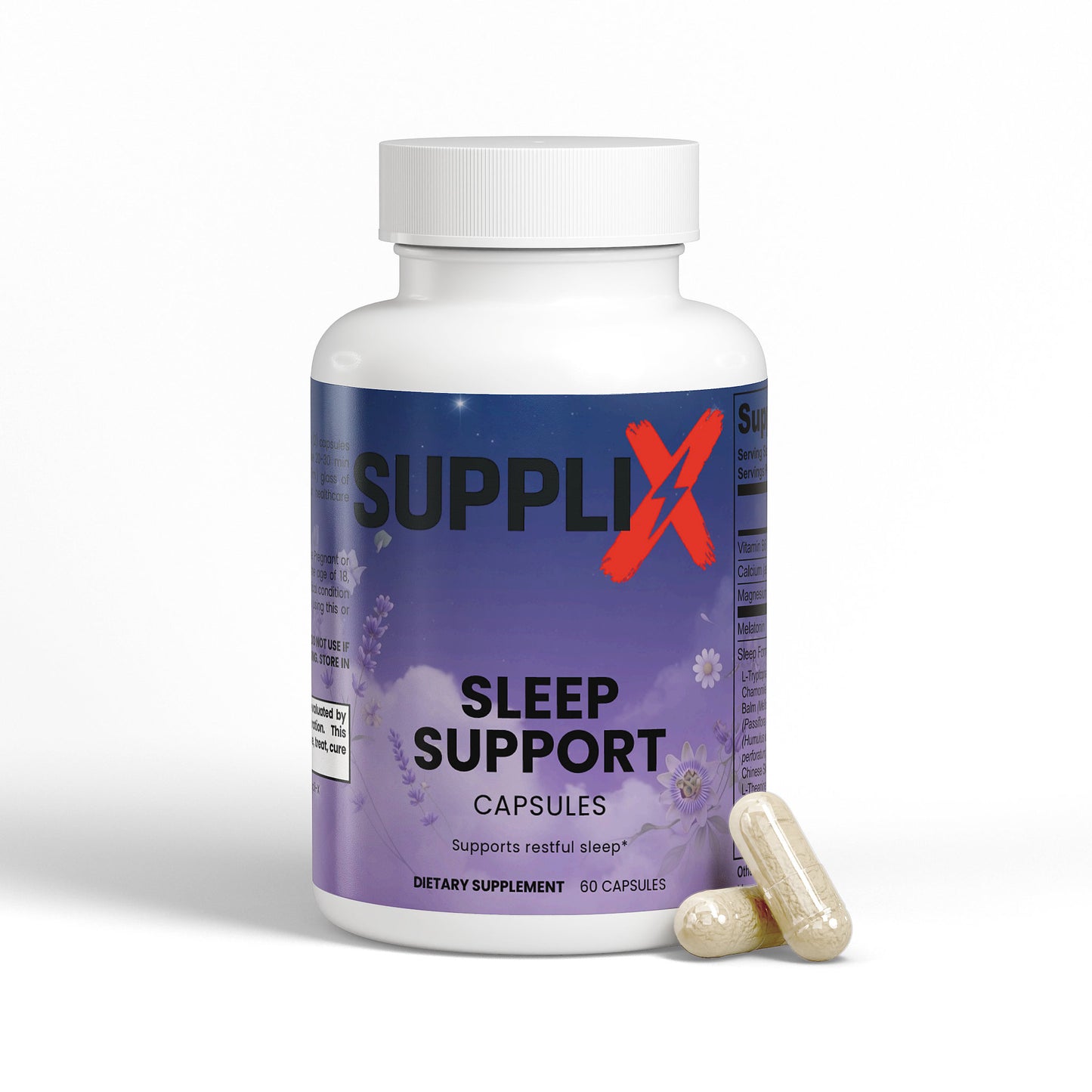 SUPPLI-X Sleep Support | Magnesium, Melatonin & Botanical Blend | 60 Capsules