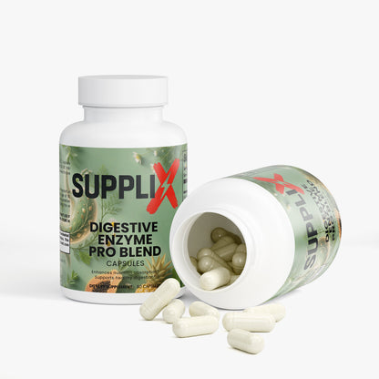 SUPPLI-X Digestive Enzyme Pro Blend | Multi-Enzyme + Probiotic Complex | 60 Capsules