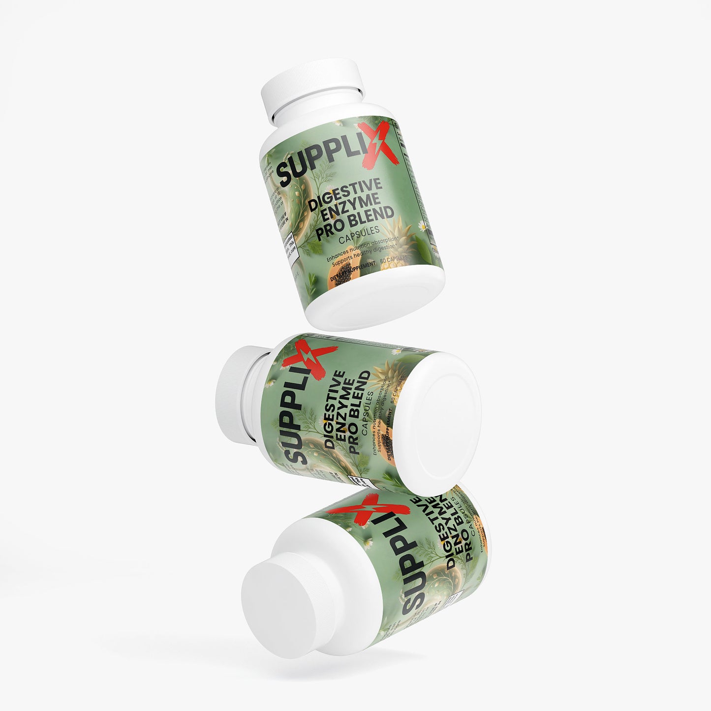 SUPPLI-X Digestive Enzyme Pro Blend | Multi-Enzyme + Probiotic Complex | 60 Capsules