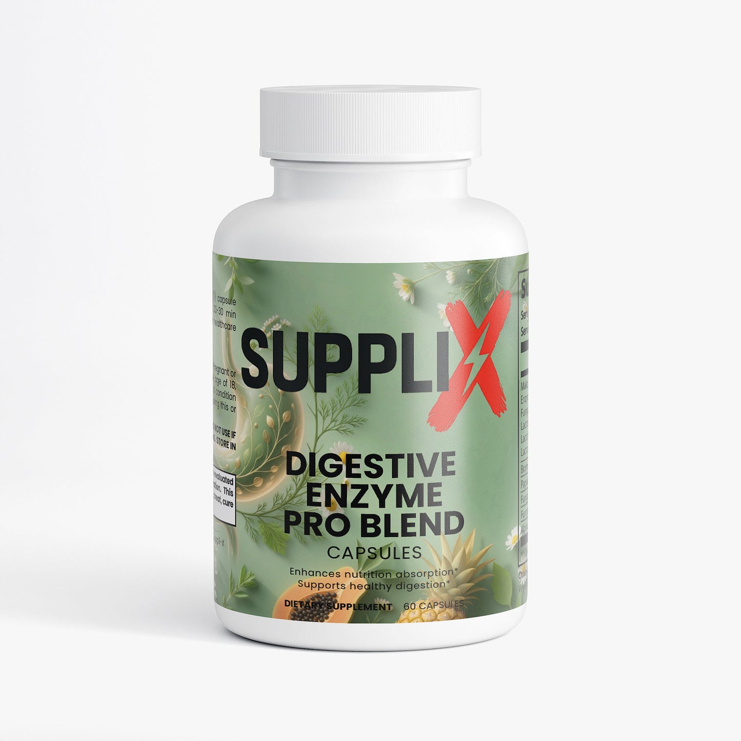 SUPPLI-X Digestive Enzyme Pro Blend | Multi-Enzyme + Probiotic Complex | 60 Capsules