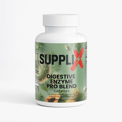 SUPPLI-X Digestive Enzyme Pro Blend | Multi-Enzyme + Probiotic Complex | 60 Capsules