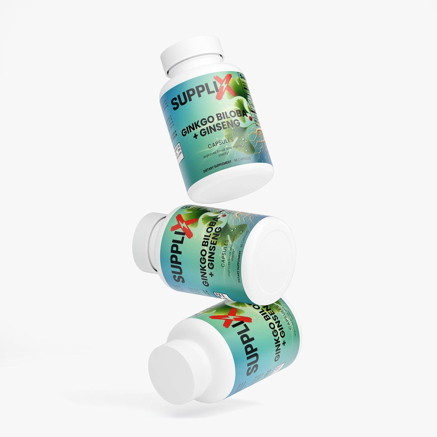 SUPPLI-X Ginkgo Biloba + Ginseng | Memory, Focus & Circulation | 60 Capsules