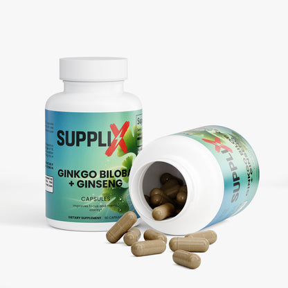 SUPPLI-X Ginkgo Biloba + Ginseng | Memory, Focus & Circulation | 60 Capsules