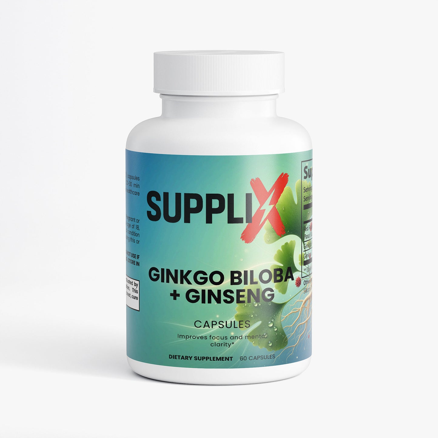 SUPPLI-X Ginkgo Biloba + Ginseng | Memory, Focus & Circulation | 60 Capsules