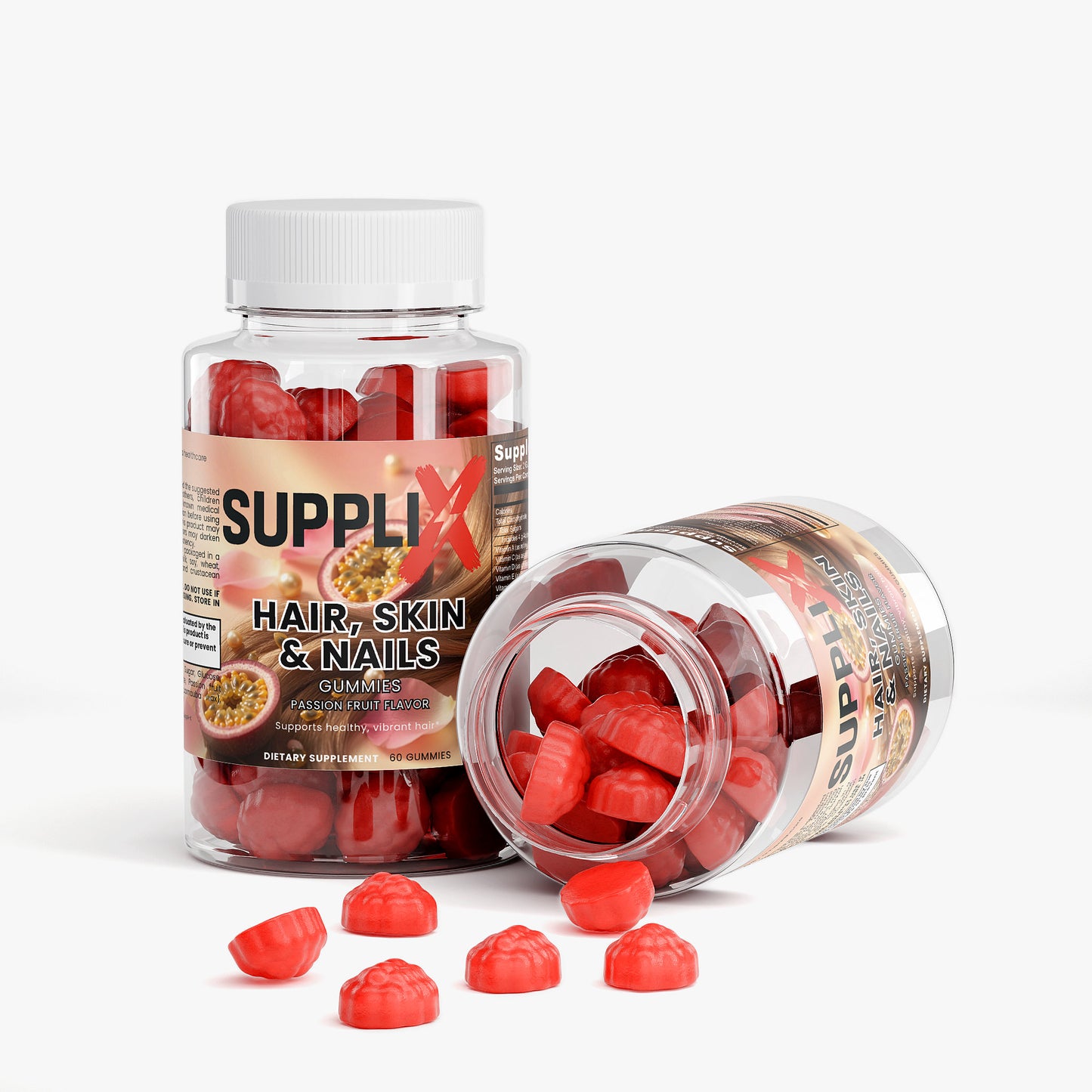 SUPPLI-X Hair, Skin & Nails Gummies | Biotin, Collagen, Vitamins A C D E | 60 Gummies
