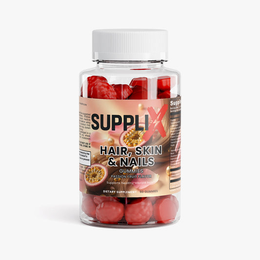 SUPPLI-X Hair, Skin & Nails Gummies | Biotin, Collagen, Vitamins A C D E | 60 Gummies