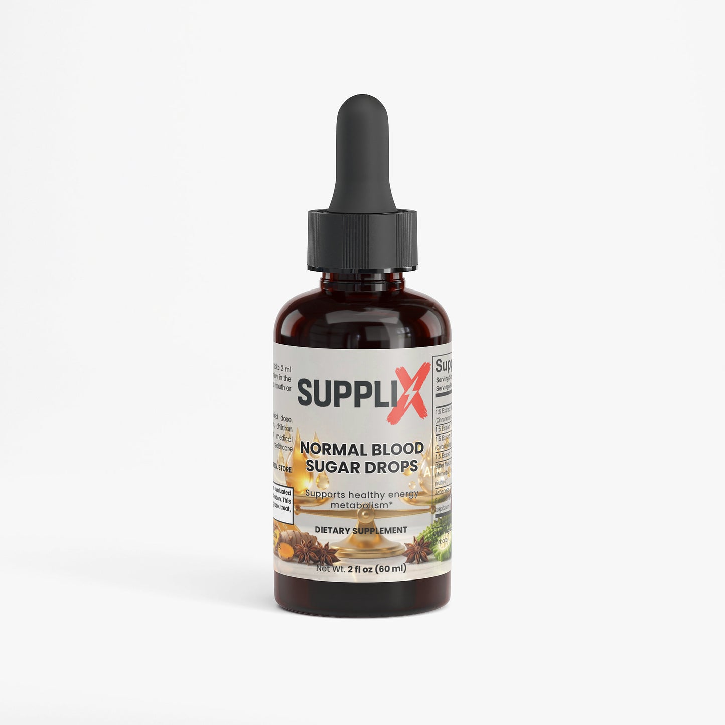 SUPPLI-X Blood Sugar Drops | Cinnamon, Bitter Melon & Resveratrol | 60 ml