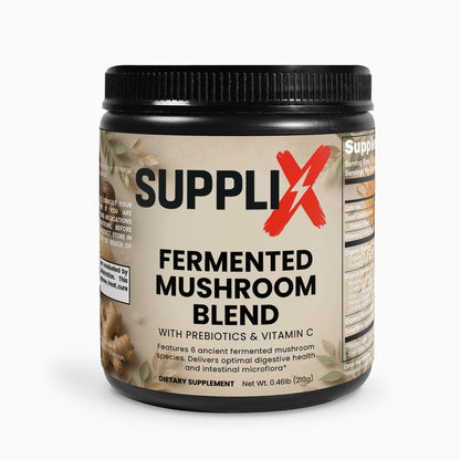 SUPPLI-X Fermented Mushroom Blend | 6 Organic Mushrooms + Vitamin C | 210g