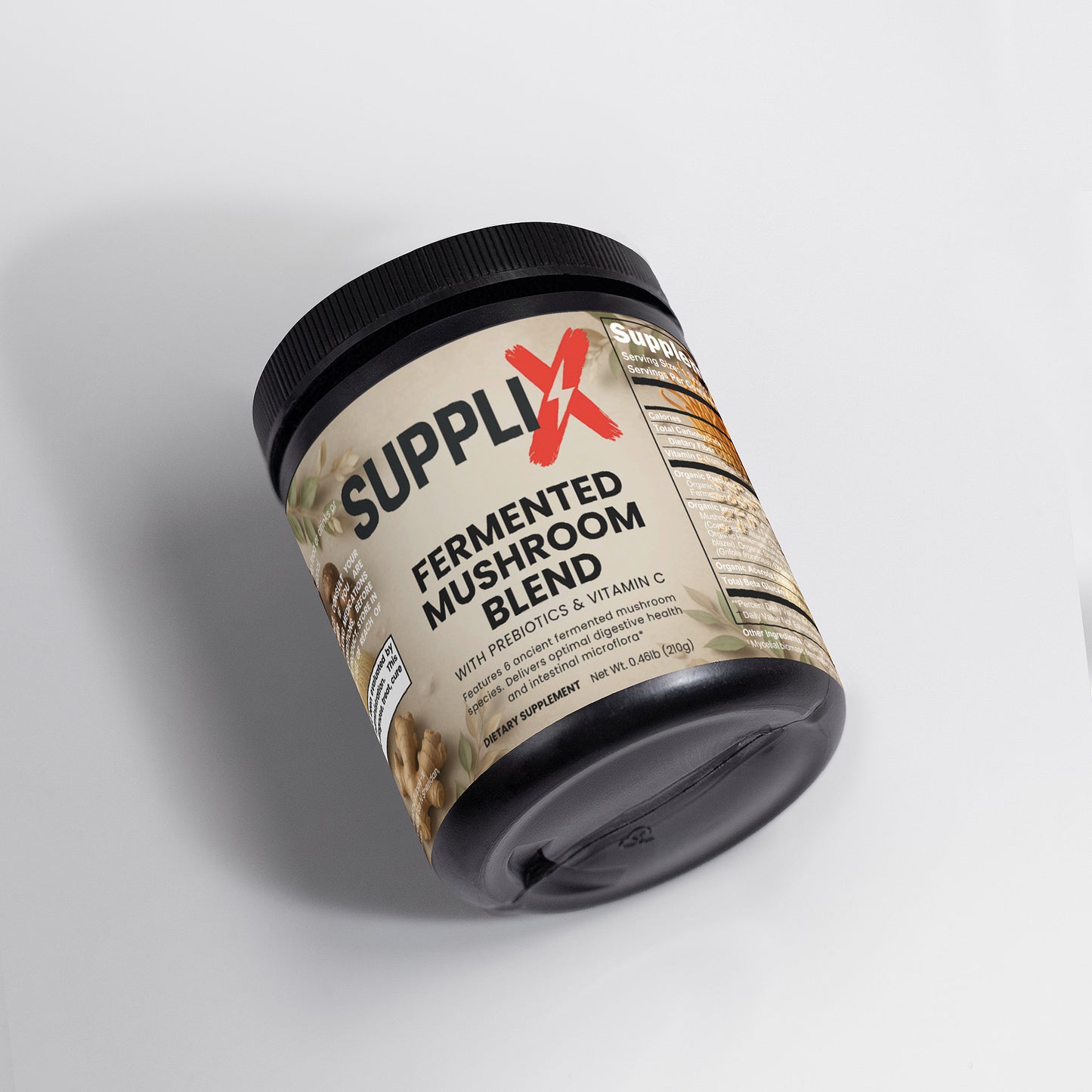 SUPPLI-X Fermented Mushroom Blend | 6 Organic Mushrooms + Vitamin C | 210g