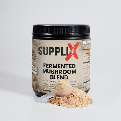SUPPLI-X Fermented Mushroom Blend | 6 Organic Mushrooms + Vitamin C | 210g