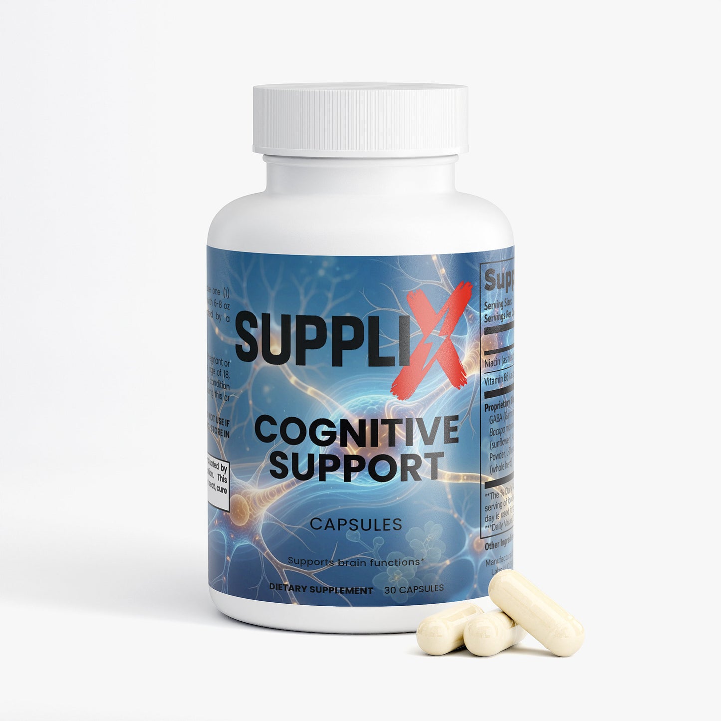 SUPPLI-X Cognitive Support | Bacopa, Alpha GPC & Huperzine A | 30 Capsules