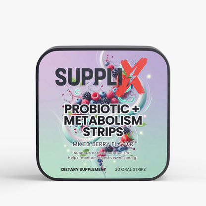 SUPPLI-X Probiotic + Metabolism Strips | 10 Billion CFU Bifidobacterium & Prebiotic | 30 Strips