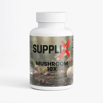 SUPPLI-X Mushroom Complex 10X | Lion's Mane, Reishi, Chaga & Cordyceps | 60 Capsules