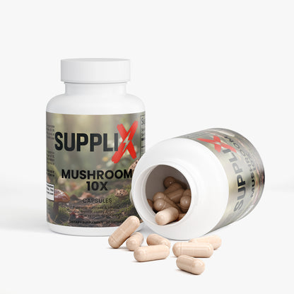 SUPPLI-X Mushroom Complex 10X | Lion's Mane, Reishi, Chaga & Cordyceps | 60 Capsules