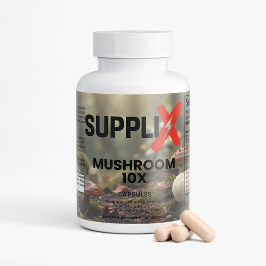 SUPPLI-X Mushroom Complex 10X | Lion's Mane, Reishi, Chaga & Cordyceps | 60 Capsules