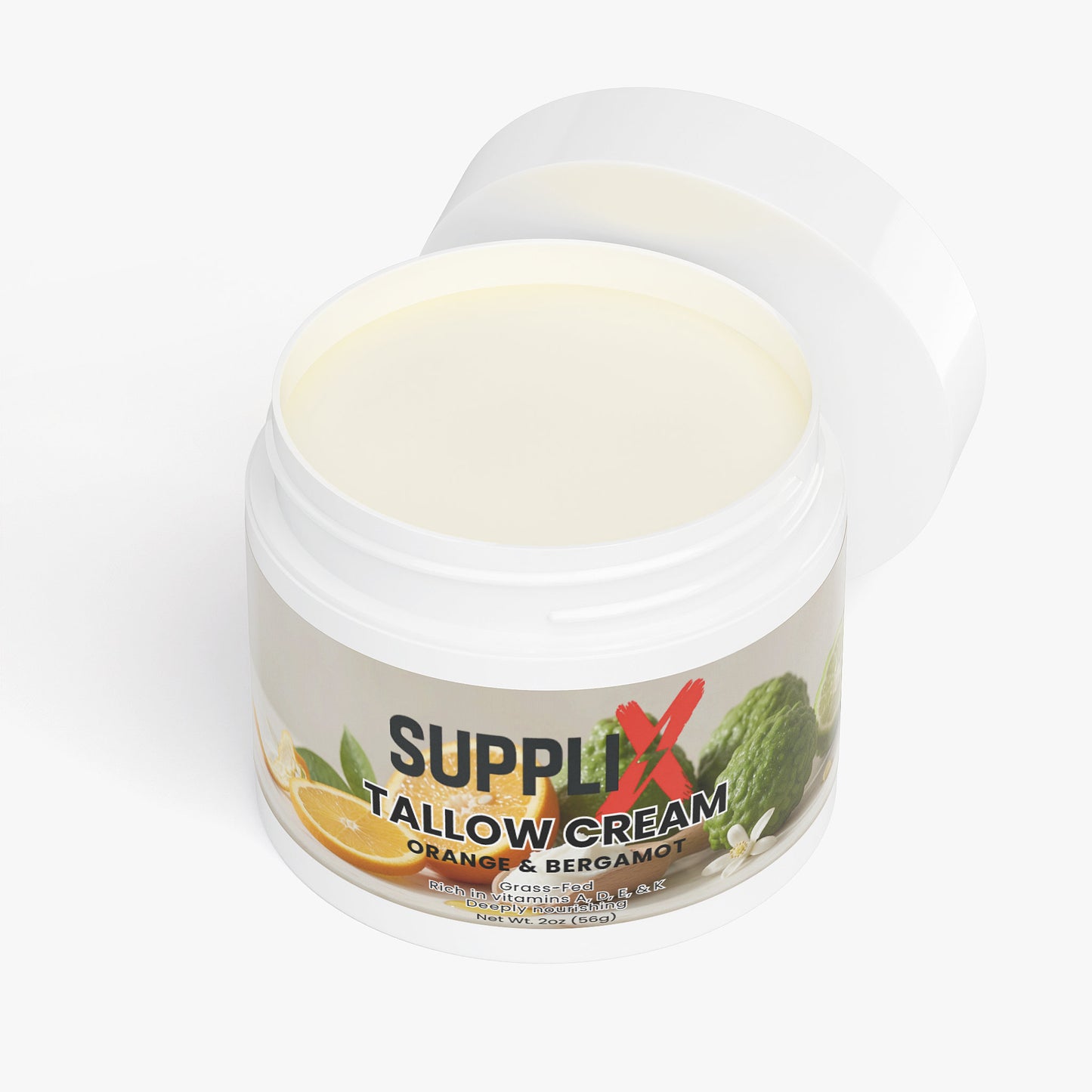 SUPPLI-X Tallow Cream Orange & Bergamot | Grass-Fed Beef Tallow & Organic Citrus | 2 oz