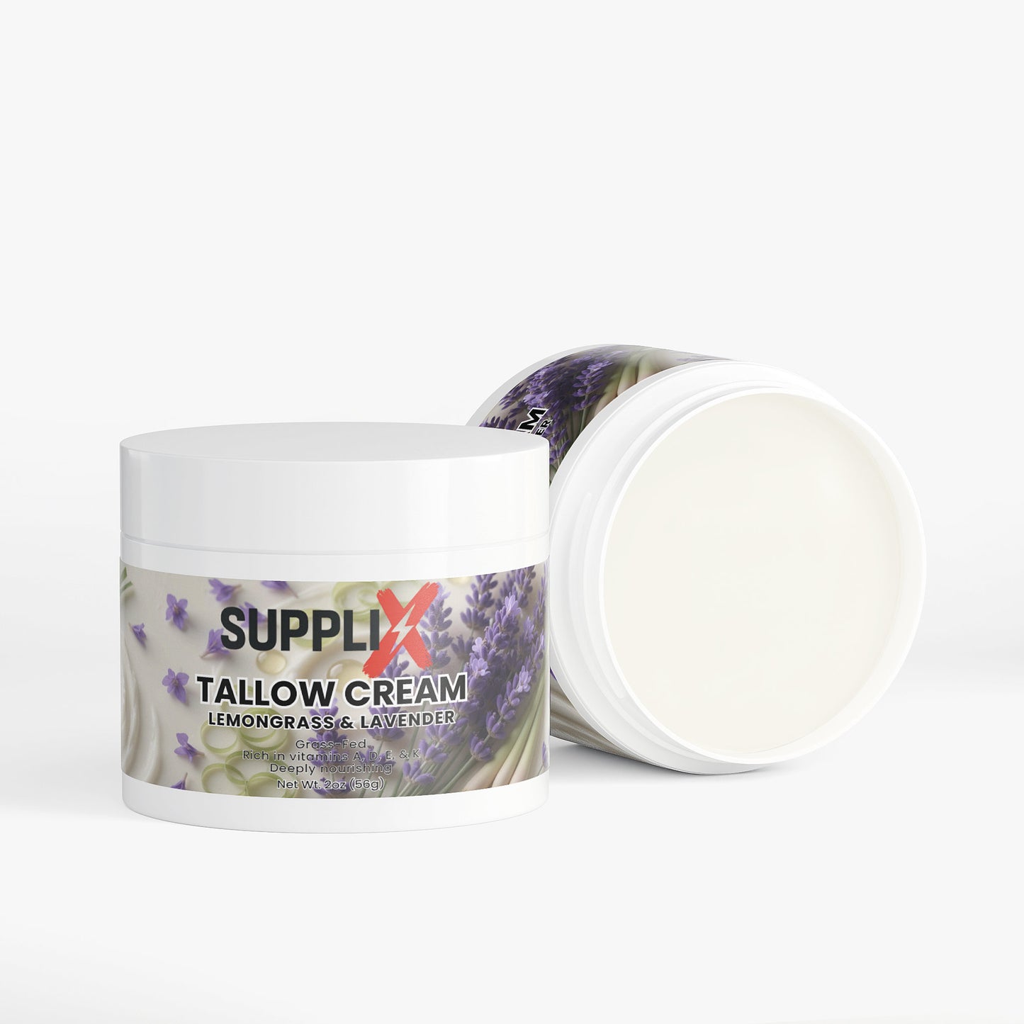 SUPPLI-X Tallow Cream Lemongrass & Lavender | Grass-Fed Beef Tallow & Organic Botanicals | 2 oz
