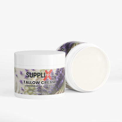 SUPPLI-X Tallow Cream Lemongrass & Lavender | Grass-Fed Beef Tallow & Organic Botanicals | 2 oz